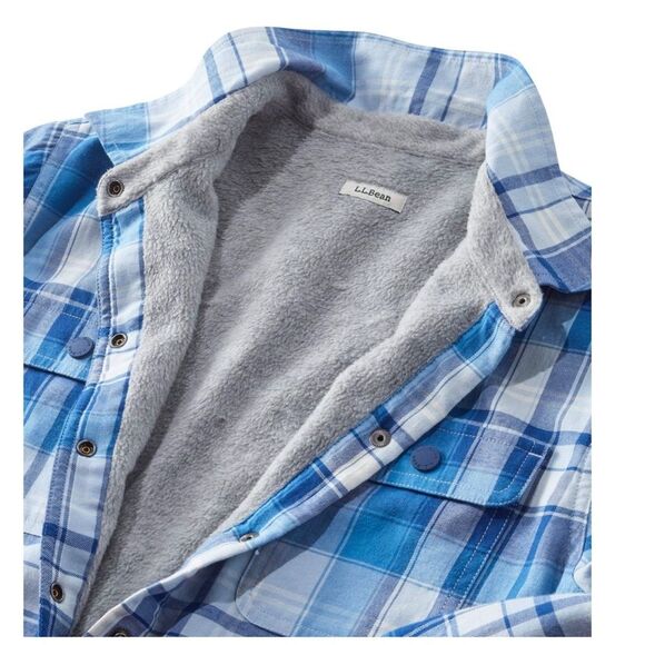 L.L. Bean Women Fleece-Lined Flannel Shirt, Snap-Front Plaid size large red EUC - Picture 11 of 11